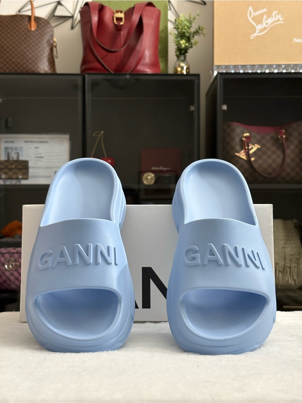 GANNI Lightweight Pool Slides Baby Blue Size EU 38 / US 7.5